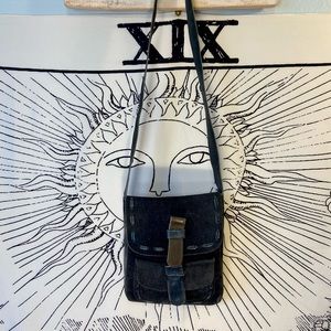 Vintage Navy Suede Leather Artisan Purse